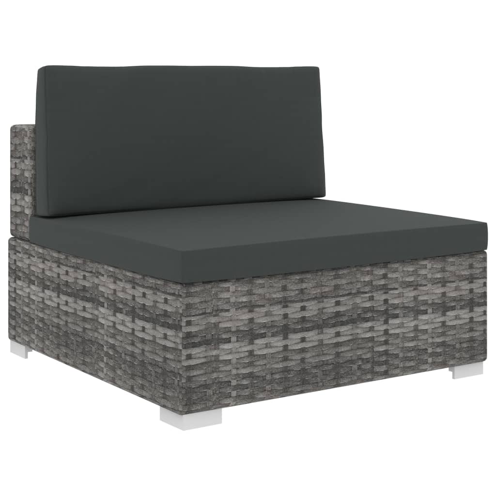 vidaXL 6 pcs conjunto lounge de jardim c/ almofadões vime PE cinzento
