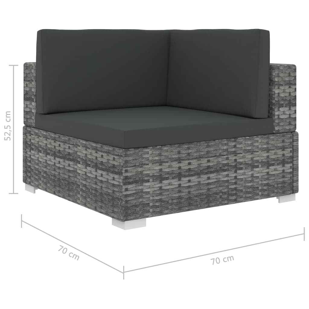 vidaXL 6 pcs conjunto lounge de jardim c/ almofadões vime PE cinzento
