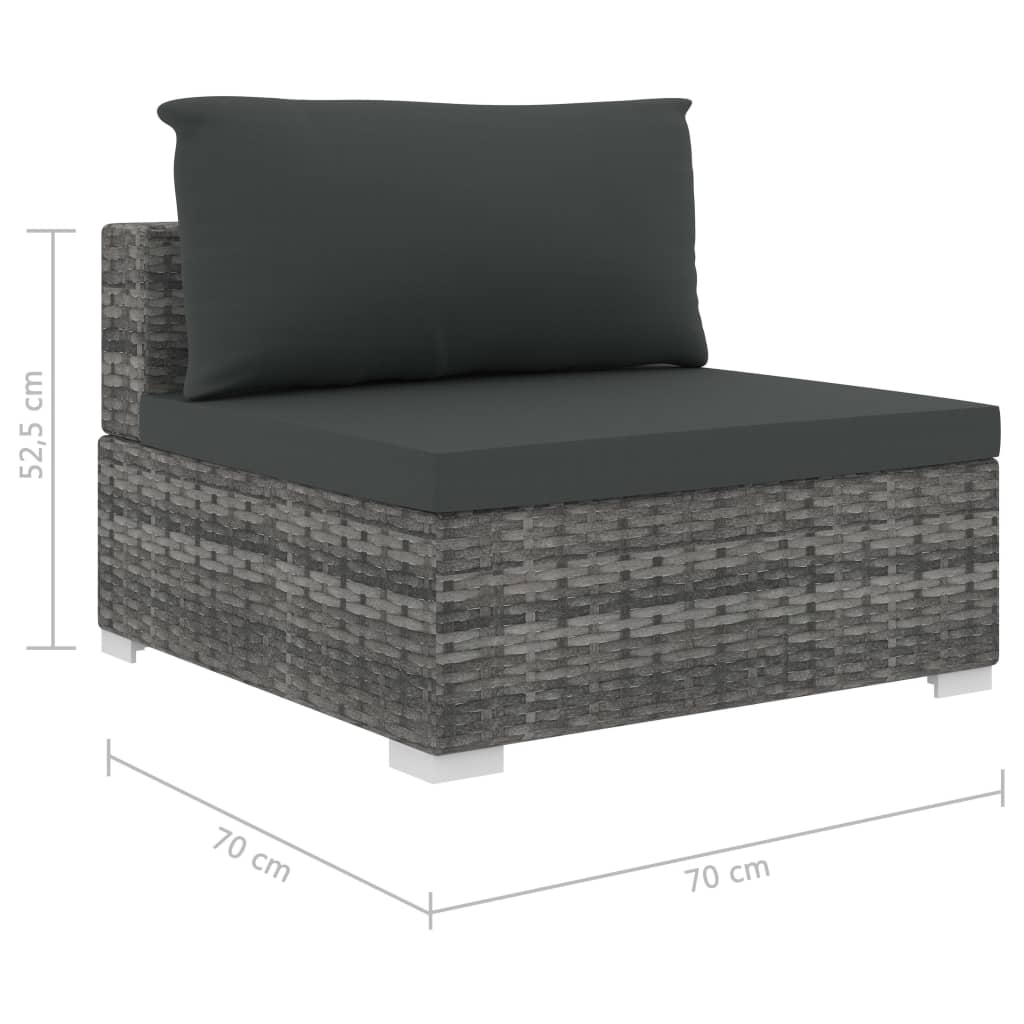 vidaXL 8 pcs conjunto lounge de jardim c/ almofadões vime PE cinzento