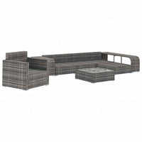 vidaXL 8 pcs conjunto lounge de jardim c/ almofadões vime PE cinzento