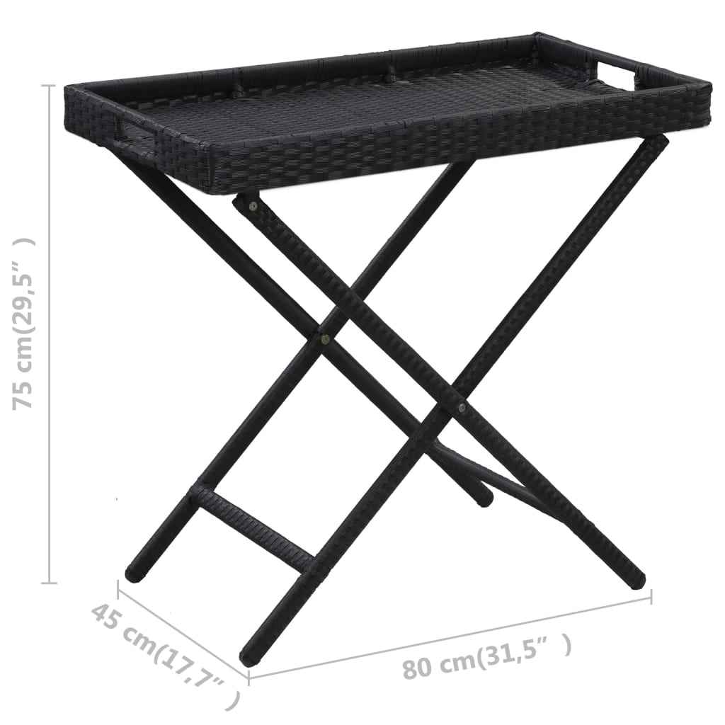 vidaXL Mesa dobrável 80x45x75 cm vime PE preto