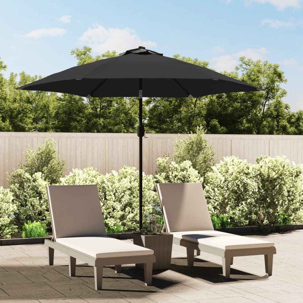 vidaXL Guarda-sol de exterior com mastro de metal 300 cm preto
