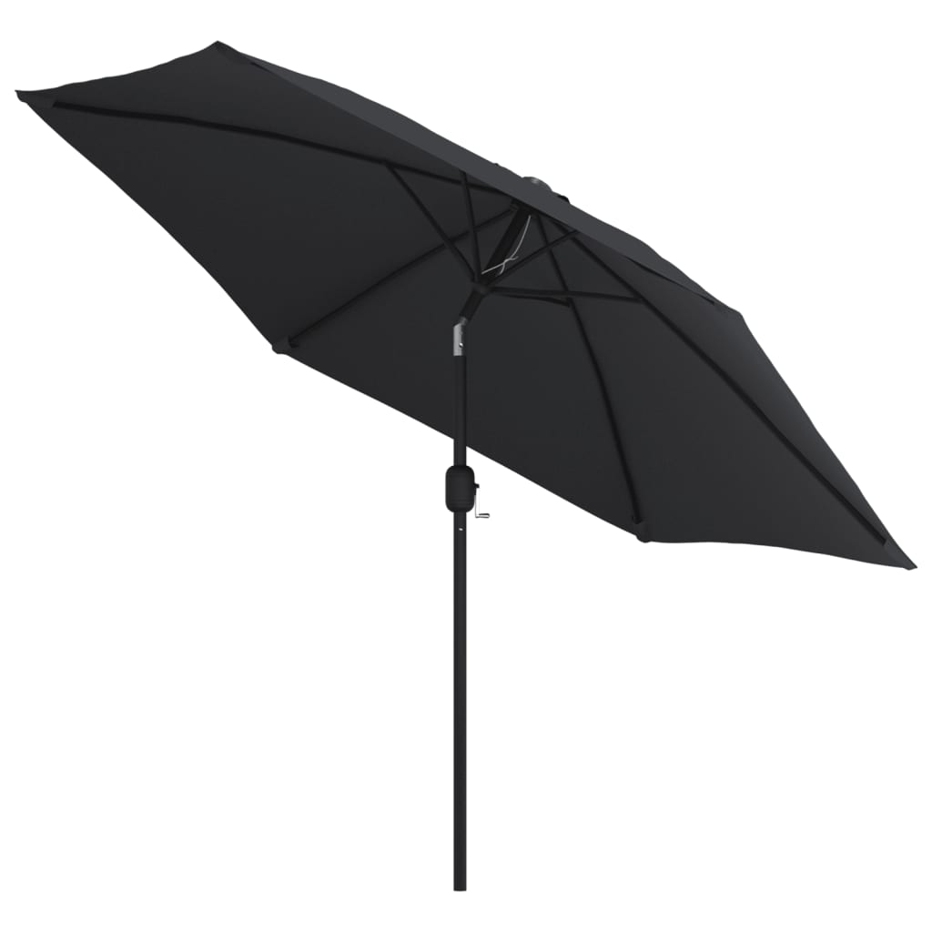 vidaXL Guarda-sol de exterior com mastro de metal 300 cm preto