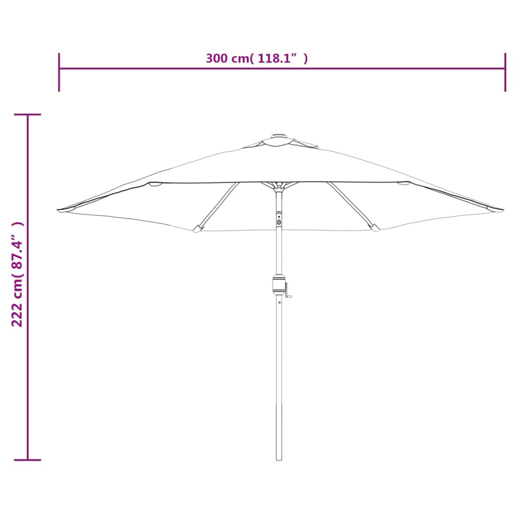 vidaXL Guarda-sol de exterior com mastro de metal 300 cm preto