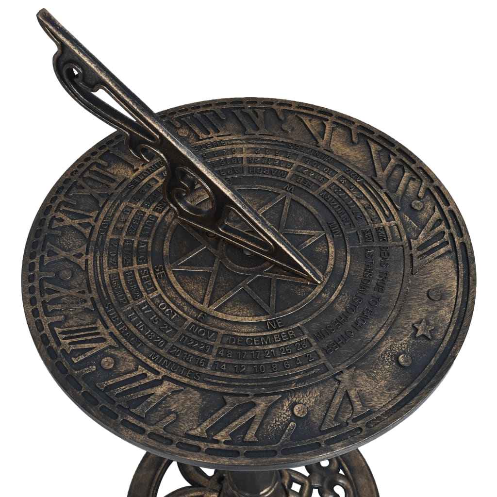 vidaXL Relógio de sol 35,5x82 cm plástico bronze