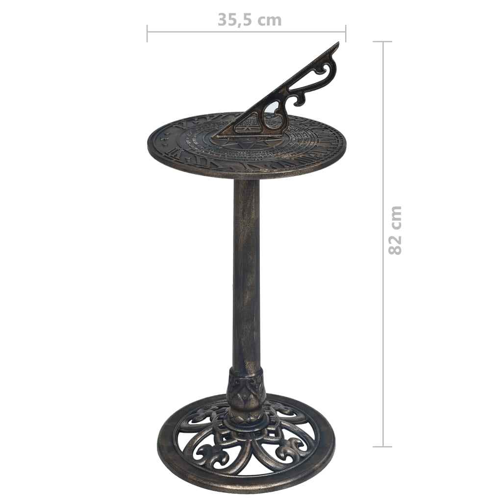 vidaXL Relógio de sol 35,5x82 cm plástico bronze
