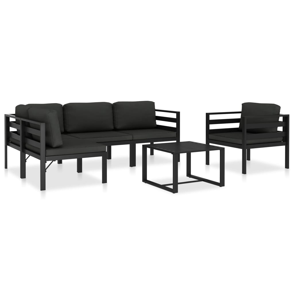 vidaXL 7 pcs conjunto lounge jardim com almofadões alumínio antracite