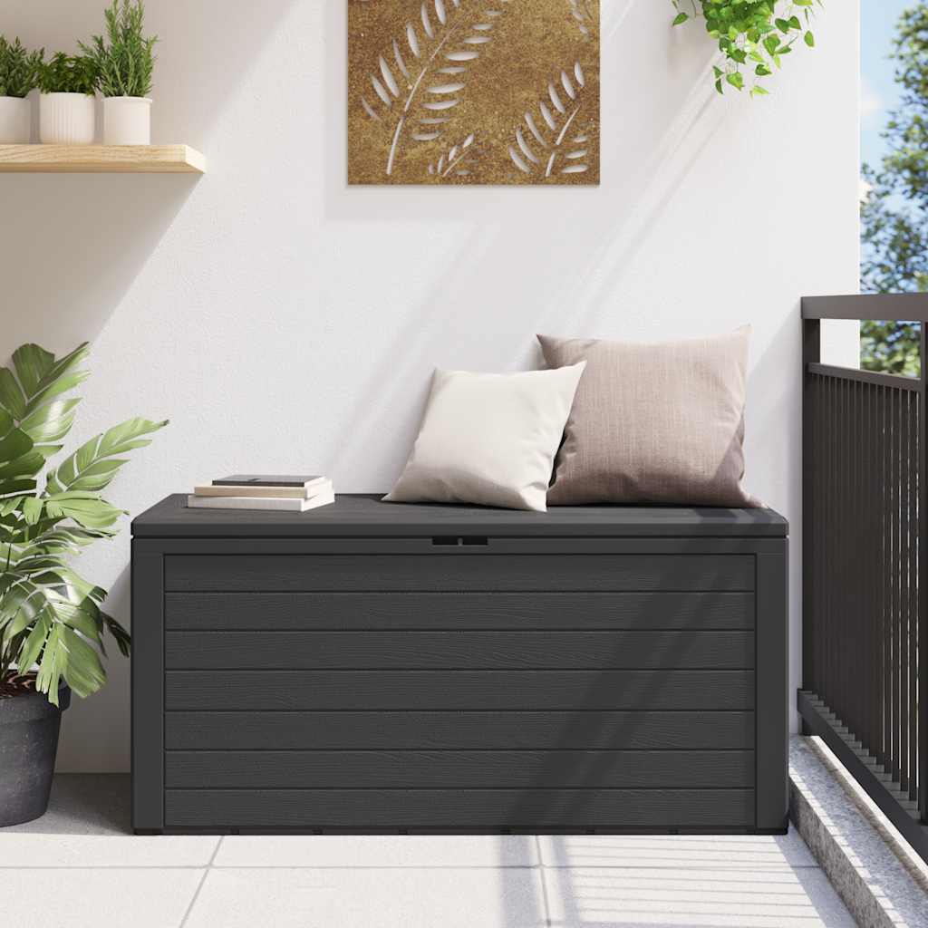 vidaXL Caixa arrumação p/ jardim 58,5x46x55 cm polipropileno castanho