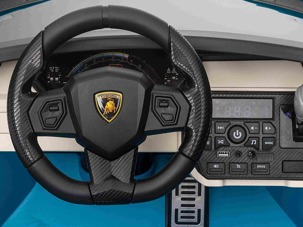 Lamborghini Sian, 2-persoons 24 volt elektrische kinderauto met rubberen banden, leder zitje en meer