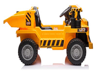 Werkvoertuig met bak, 12 volt elektrische kinderauto, 4 motoren, rubberen banden en kunstleder zitje!