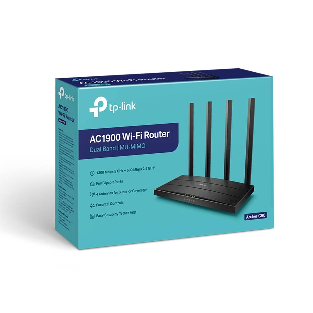 Router TP-Link Archer C80 AC1900 Dual-Band Wave 2 WiFi 5 Mesh Gigabit