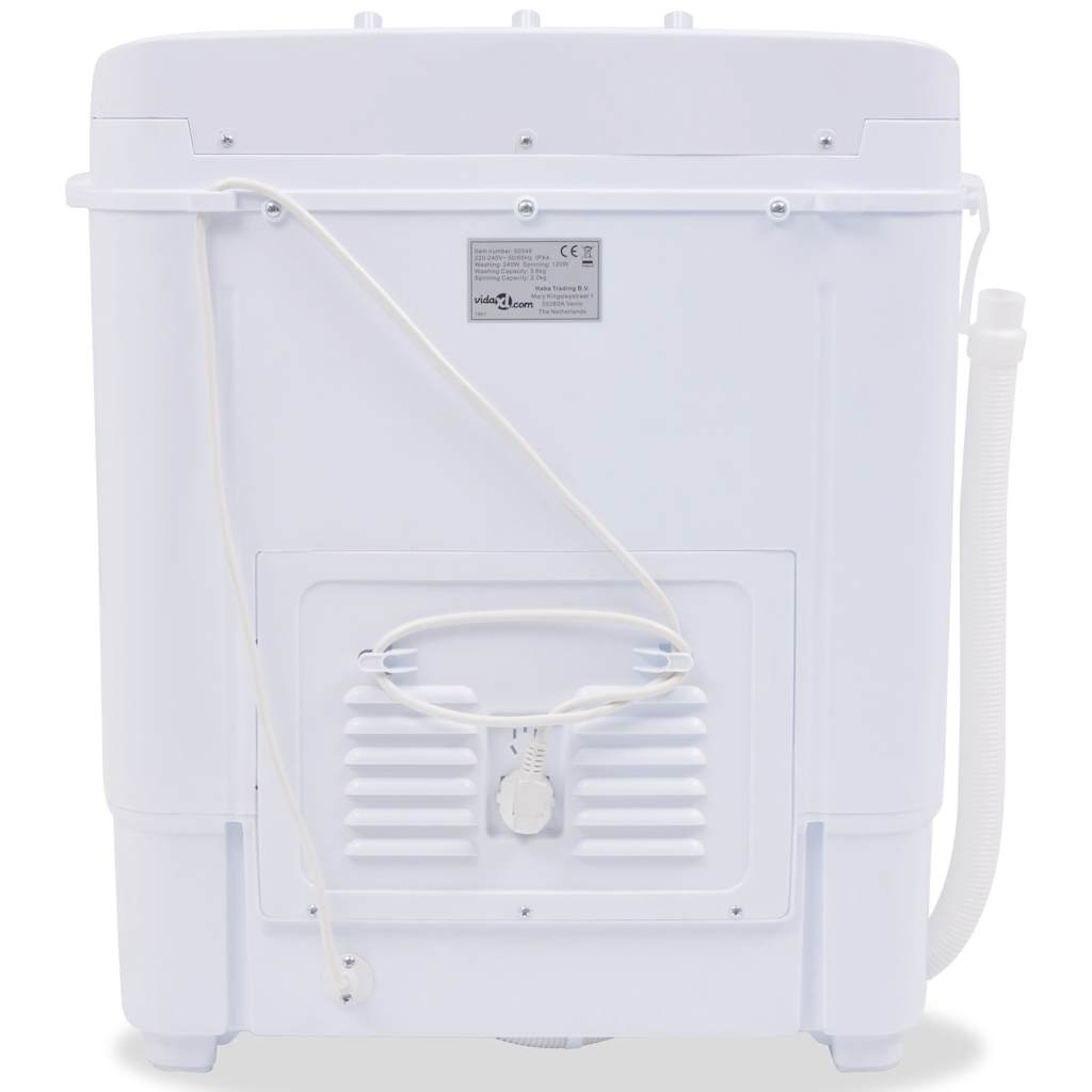 vidaXL Mini máquina de lavar roupa tambor duplo 5,6 kg