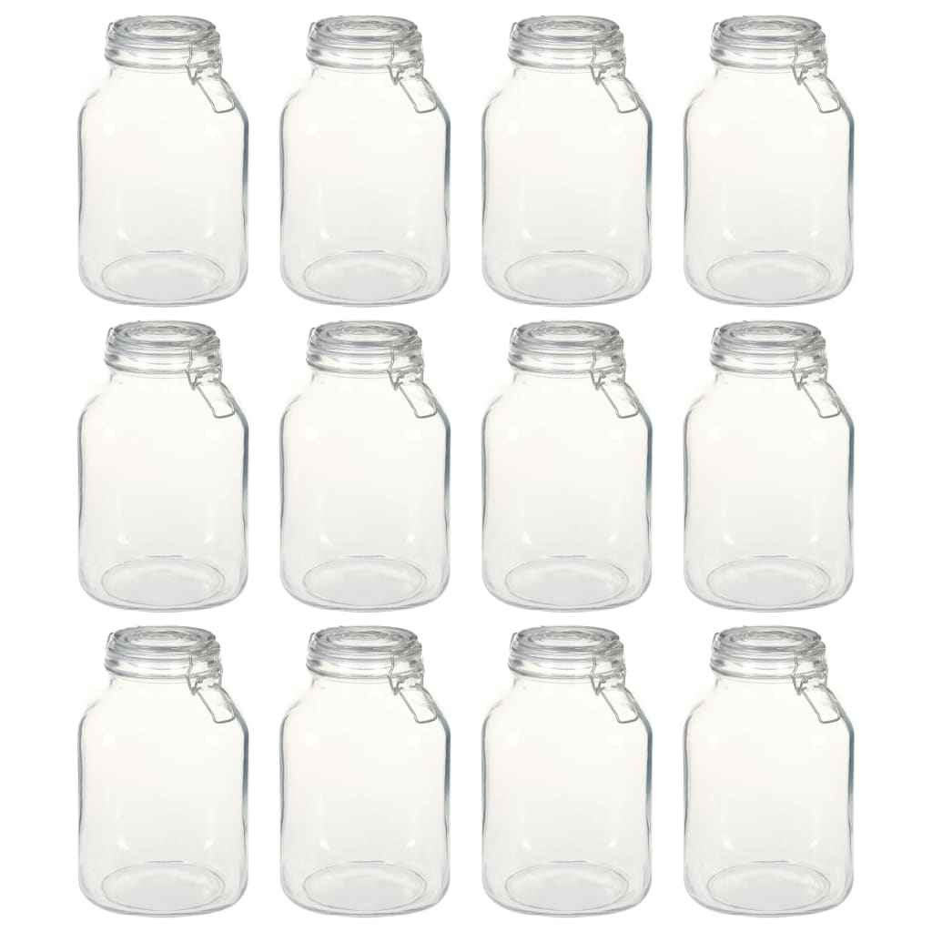 vidaXL Frascos de vidro com fechos 12 pcs 3 L