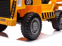 Werkvoertuig met bak, 12 volt elektrische kinderauto, 4 motoren, rubberen banden en kunstleder zitje!