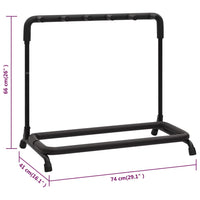 vidaXL Suporte dobrável para guitarras 5 secções 74x41x66 cm aço preto