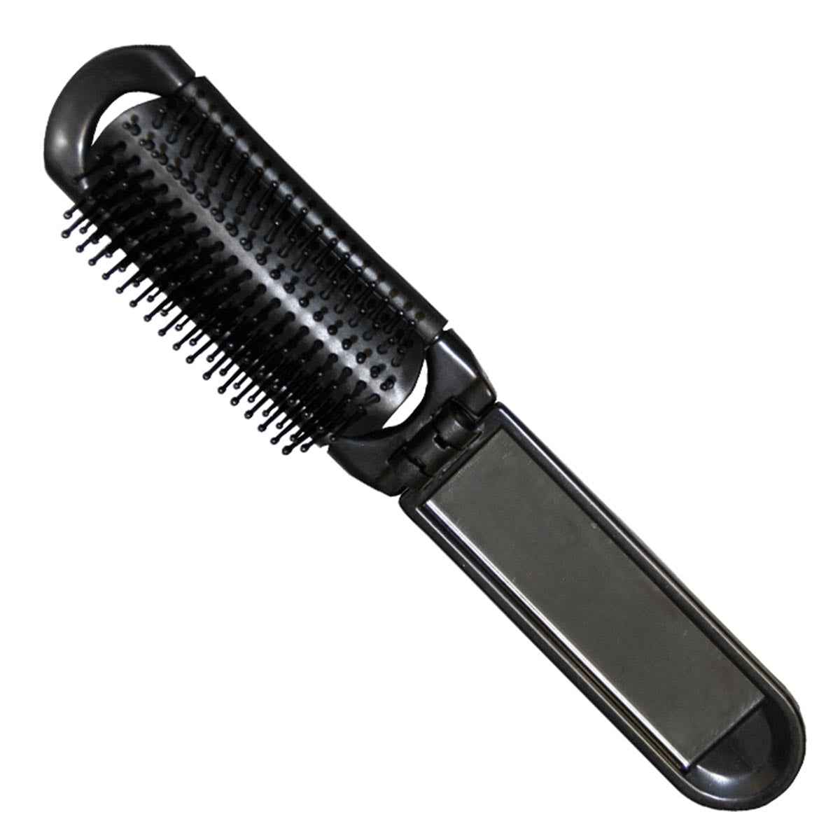 Eurostil Plegable Negro Negro Cepillo De Pelo Con Espejo Negro Negro 1Un
