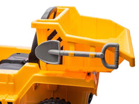 Werkvoertuig met bak, 12 volt elektrische kinderauto, 4 motoren, rubberen banden en kunstleder zitje!