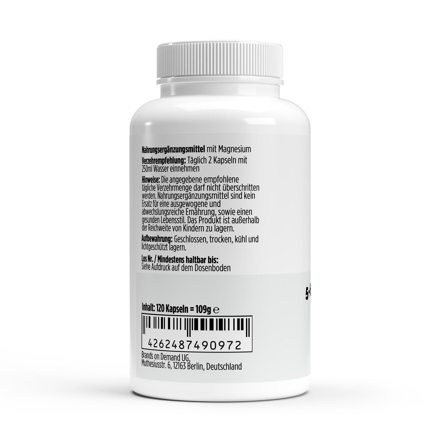 Magnesium 5x Komplex + B6 - 120 vegane Kapseln