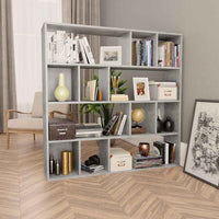 vidaXL Divisória/estante 110x24x110 cm contraplacado cinzento cimento
