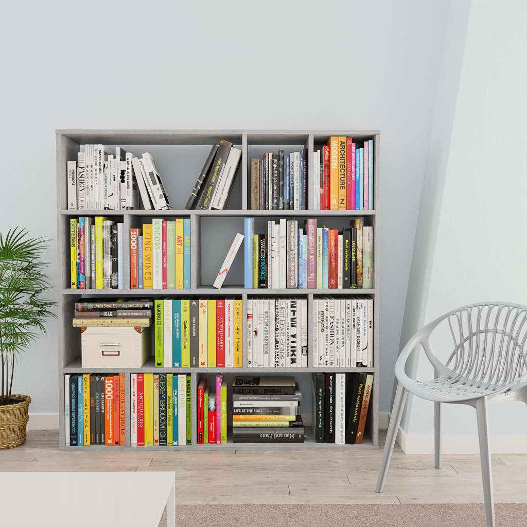 vidaXL Divisória/estante 110x24x110 cm contraplacado cinzento cimento