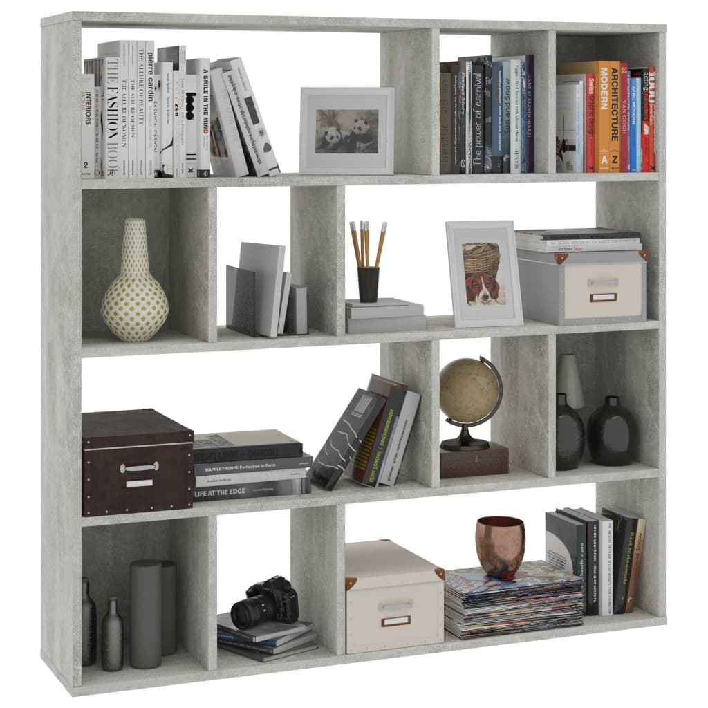 vidaXL Divisória/estante 110x24x110 cm contraplacado cinzento cimento