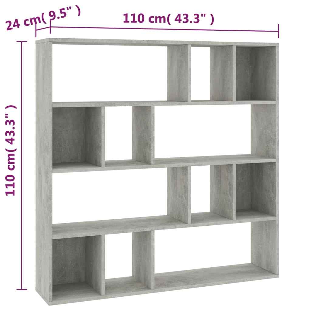 vidaXL Divisória/estante 110x24x110 cm contraplacado cinzento cimento