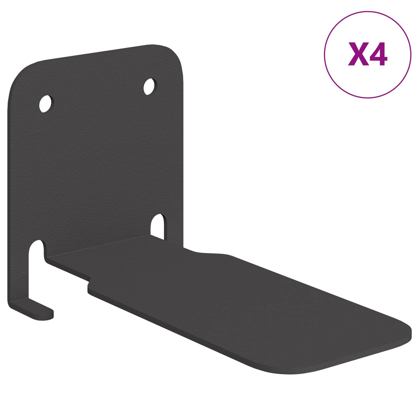 vidaXL Prateleira de Parede 4 pcs Preto 6 x 10.8 x 6.6 cm