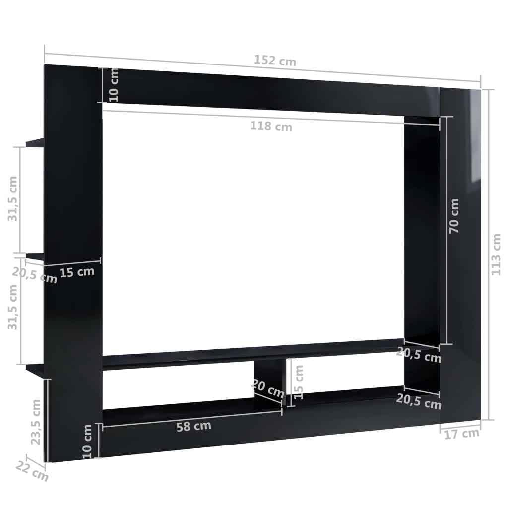 vidaXL Móvel de TV 152x22x113 cm derivados de madeira preto brilhante