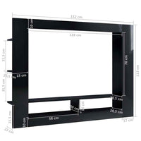 vidaXL Móvel de TV 152x22x113 cm derivados de madeira preto brilhante