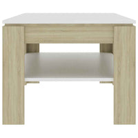 vidaXL Mesa de centro 110x60x47 cm contrapl. branco e carvalho sonoma
