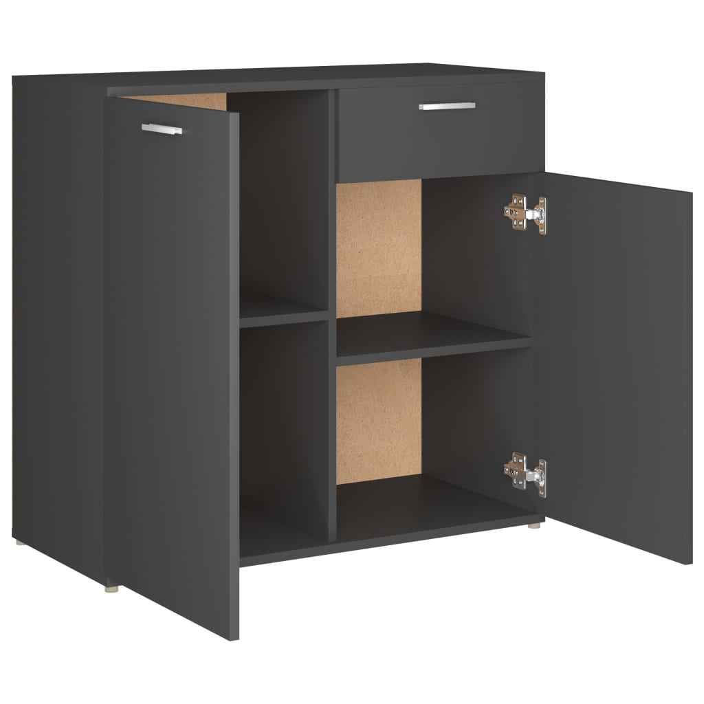 vidaXL Aparador 80x36x75 cm contraplacado cinzento