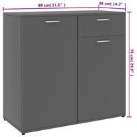 vidaXL Aparador 80x36x75 cm contraplacado cinzento