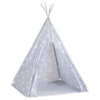 vidaXL Tenda teepee infantil c/ saco de poliéster 115x115x160 cm cinza