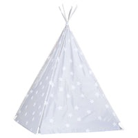 vidaXL Tenda teepee infantil c/ saco de poliéster 115x115x160 cm cinza