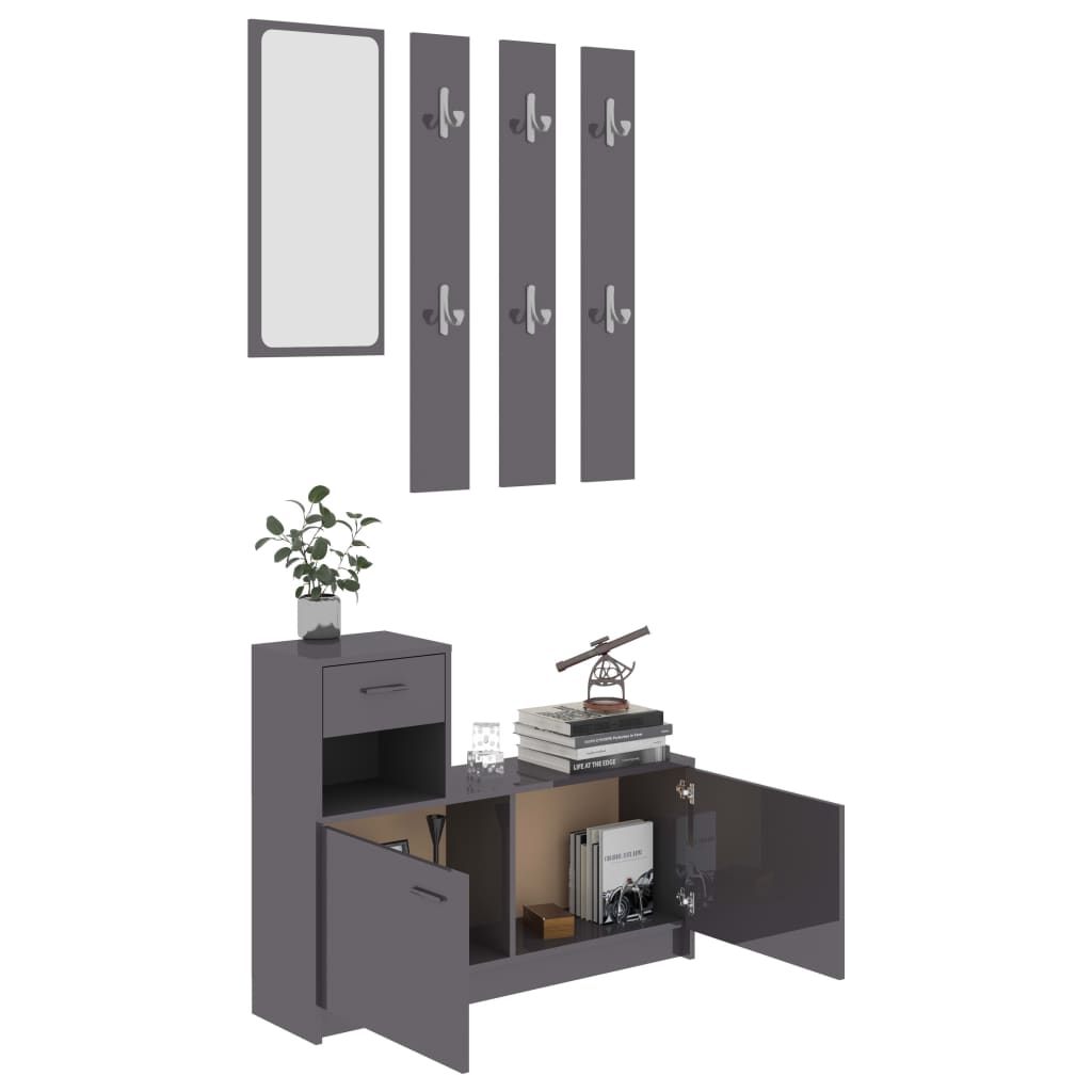 vidaXL Unidade corredor 100x25x76,5 cm contraplacado cinzento cimento