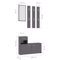 vidaXL Unidade corredor 100x25x76,5 cm contraplacado cinzento cimento
