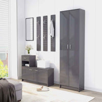 vidaXL Unidade corredor 100x25x76,5cm contraplacado cinzento brilhante