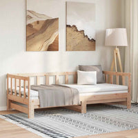 vidaXL Sofá-cama de puxar 2x(80x200) cm madeira de pinho maciça
