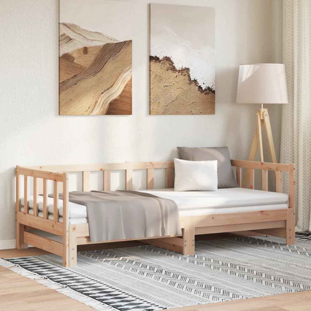 vidaXL Sofá-cama de puxar 2x(80x200) cm madeira de pinho maciça