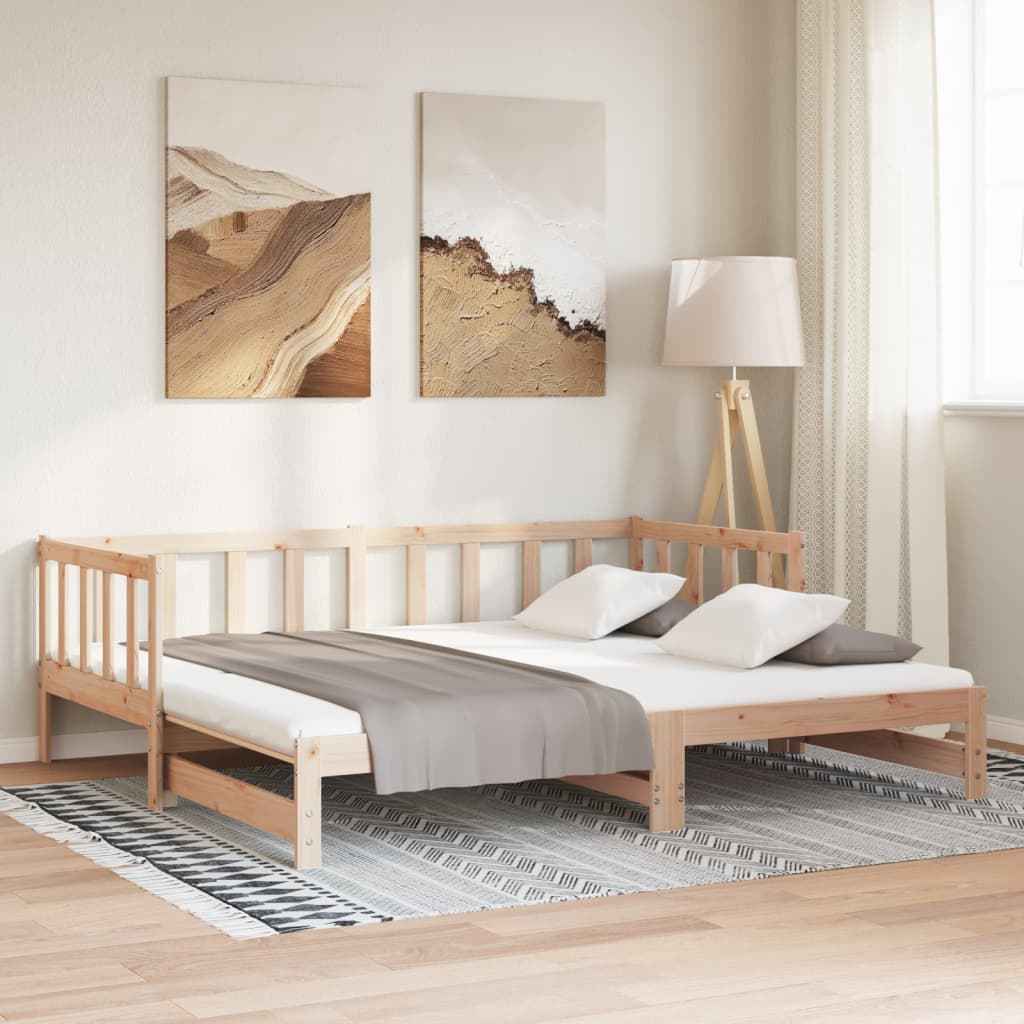 vidaXL Sofá-cama de puxar 2x(80x200) cm madeira de pinho maciça