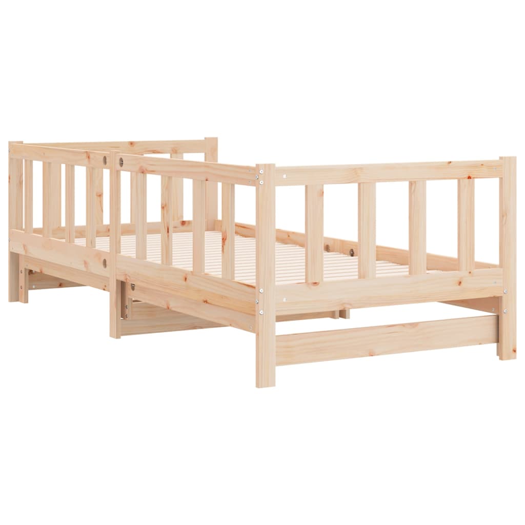 vidaXL Sofá-cama de puxar 2x(80x200) cm madeira de pinho maciça