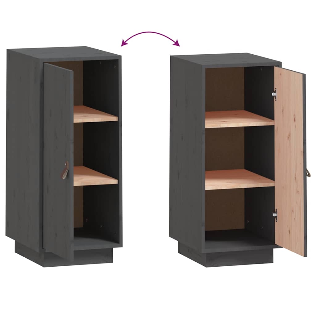 vidaXL Aparador 34x40x75 cm madeira de pinho maciça cinza