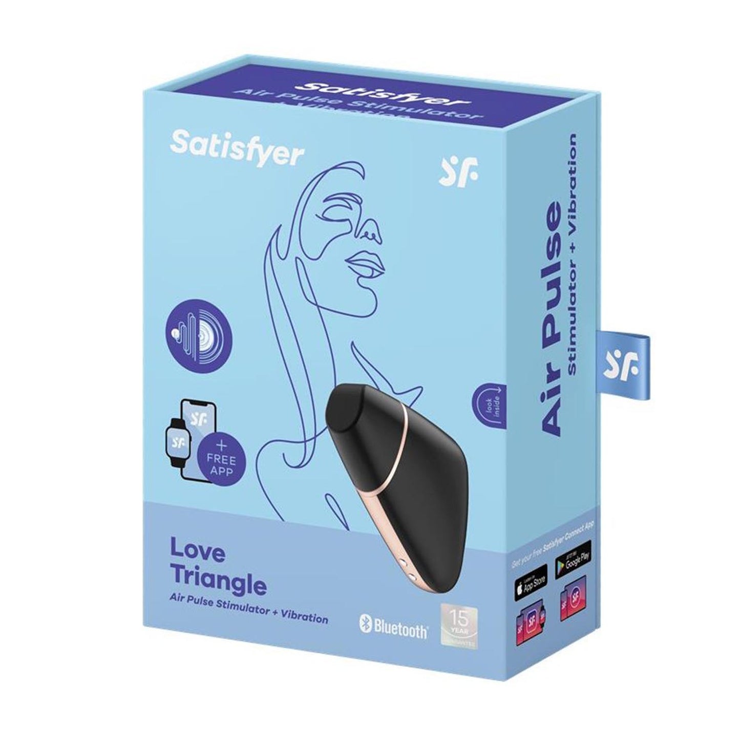 SATISFYER LOVE TRIANGLE ESTIMULADOR NEGRO NEGRO CON BLUETOOTH 1UN