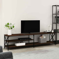 vidaXL Móvel TV 200x40x50cm derivados madeira/metal carvalho castanho