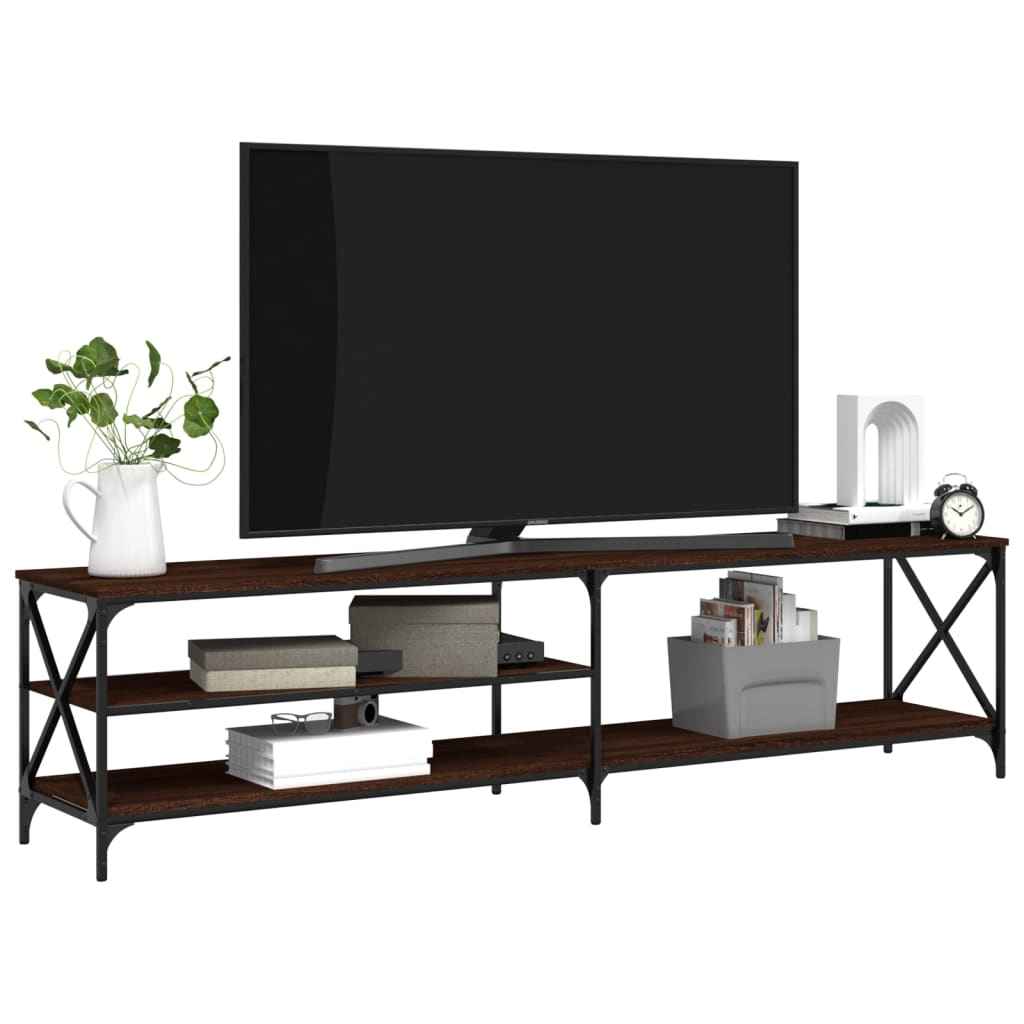 vidaXL Móvel TV 200x40x50cm derivados madeira/metal carvalho castanho