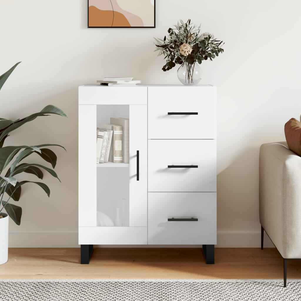 vidaXL Aparador 69,5x34x90 cm madeira processada branco brilhante