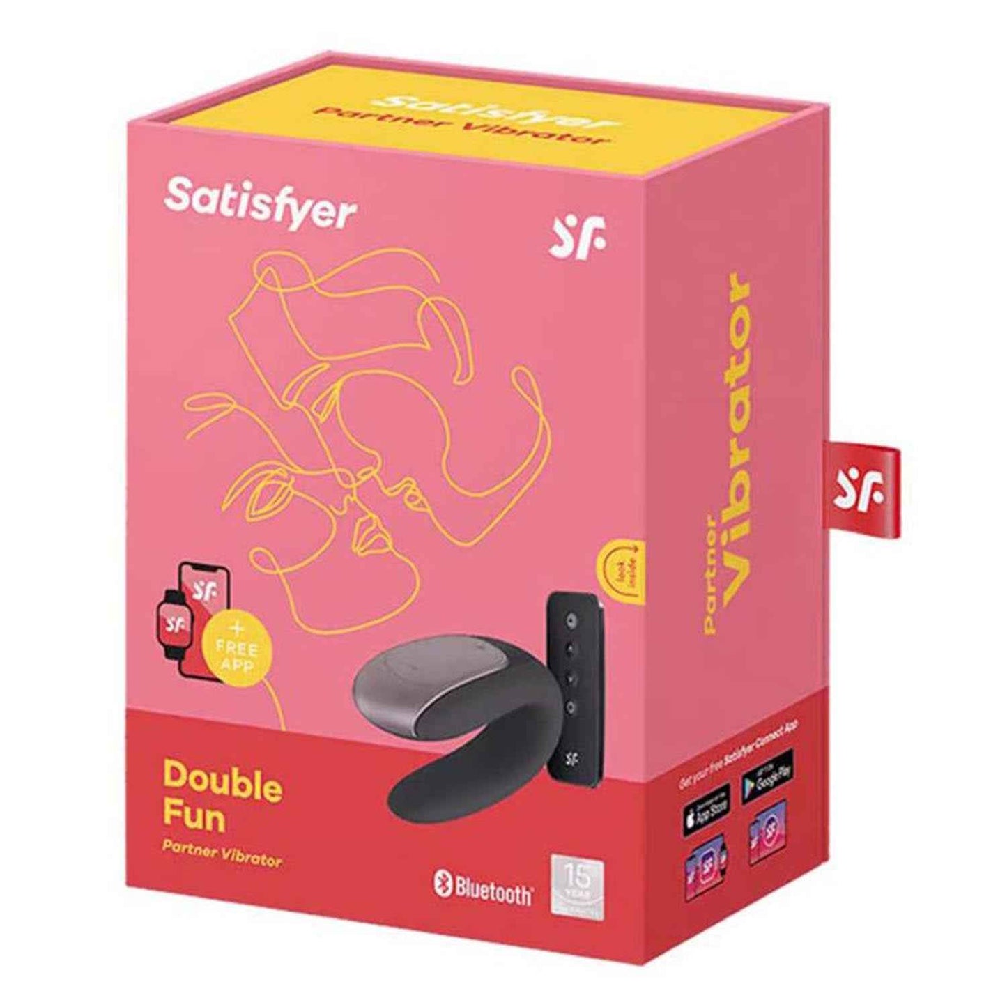 Satisfyer Double Fun Vibrador Parejas Negro Negro Bluetooth 1Un