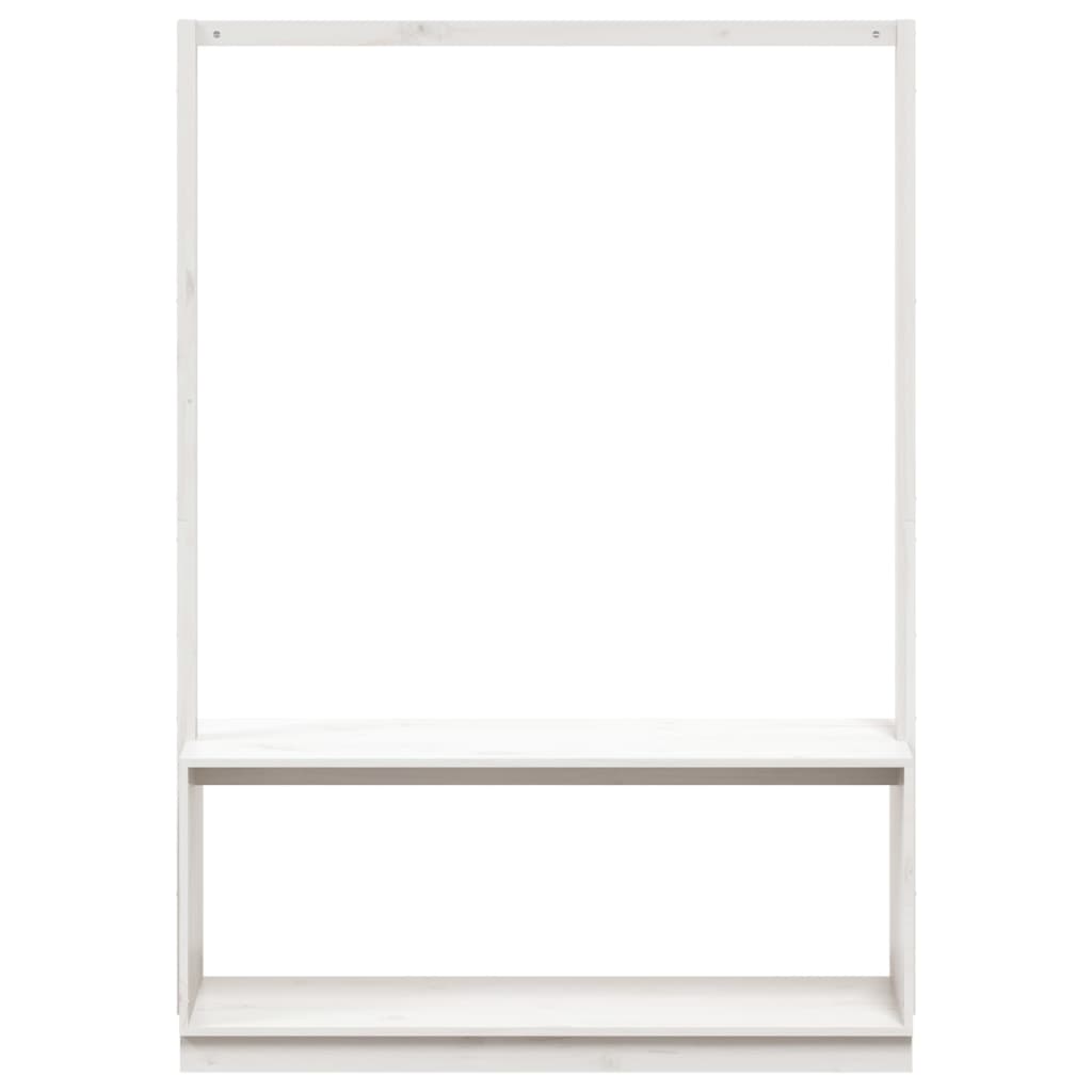 vidaXL Bengaleiro c/ sapateira 113x40x157,5 cm pinho maciço branco