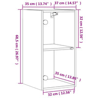 vidaXL Armário de parede c/ portas de vidro 35x37x68,5 cm branco