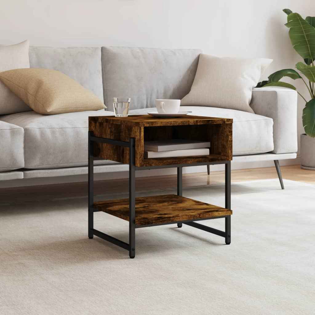 vidaXL Mesa de centro 40x40x45 cm derivados de madeira carvalho fumado